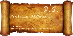 Preiszig Sámuel névjegykártya